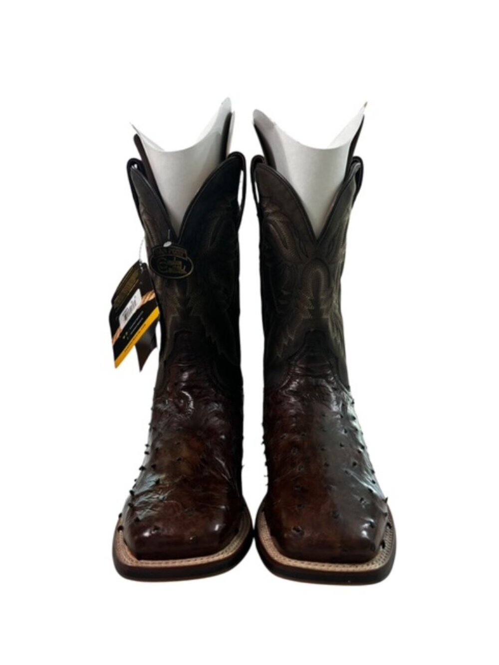 Dan Post DP3875 Cowboy Boots Mens 10 D Brown Genuine Ostrich Western Square Toe - Picture 3 of 16